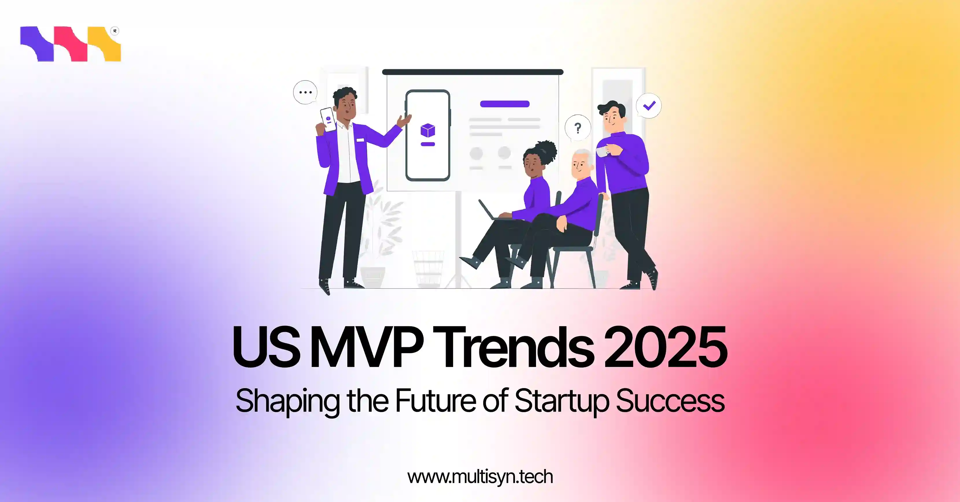 Powerful illustration of US MVP development trends 2025 — discover how AI, cloud, and user-focused design are shaping the future of startups.